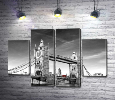 Модульна картина "Червоний автобус прямує по Тауерському мосту (Tower Bridge)"