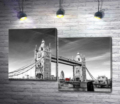 Модульна картина "Червоний автобус прямує по Тауерському мосту (Tower Bridge)"