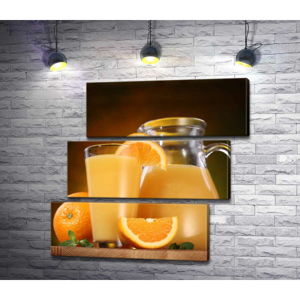 Апельсиновий натюрморт з соку та фруктів