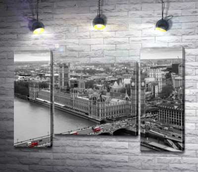Модульна картина "Червоні плями автобусів на Вестмінстерському мосту (Westminster Bridge)"