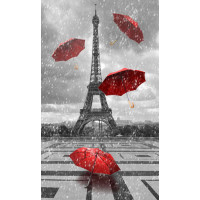 Дождь из красных зонтиков перед Эйфелевой башней (Eiffel tower)