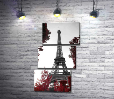 Модульная картина "Пламя осенних листьев вокруг Эйфелевой башни (Eiffel tower)"