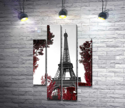 Модульна картина "Полум'я осіннього листя навколо  Ейфелевої вежі (Eiffel tower)"