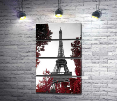 Модульна картина "Полум'я осіннього листя навколо  Ейфелевої вежі (Eiffel tower)"