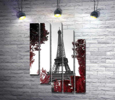 Модульна картина "Полум'я осіннього листя навколо  Ейфелевої вежі (Eiffel tower)"