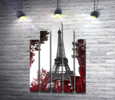 Модульна картина "Полум'я осіннього листя навколо  Ейфелевої вежі (Eiffel tower)"