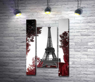Модульная картина "Пламя осенних листьев вокруг Эйфелевой башни (Eiffel tower)"