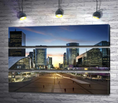 Модульная картина "Вечер на площади Дефанс (La Defense)"