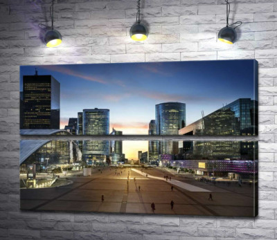 Модульна картина "Вечір на площі Дефанс (La Defense)"