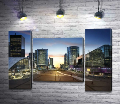 Модульная картина "Вечер на площади Дефанс (La Defense)"