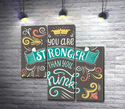 Фраза "you are stronger than you think" з квітковими візерунками