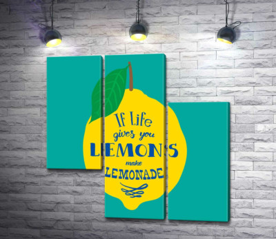 Мотивация на ярком изображении лимона "if life gives you lemons make lemonade"