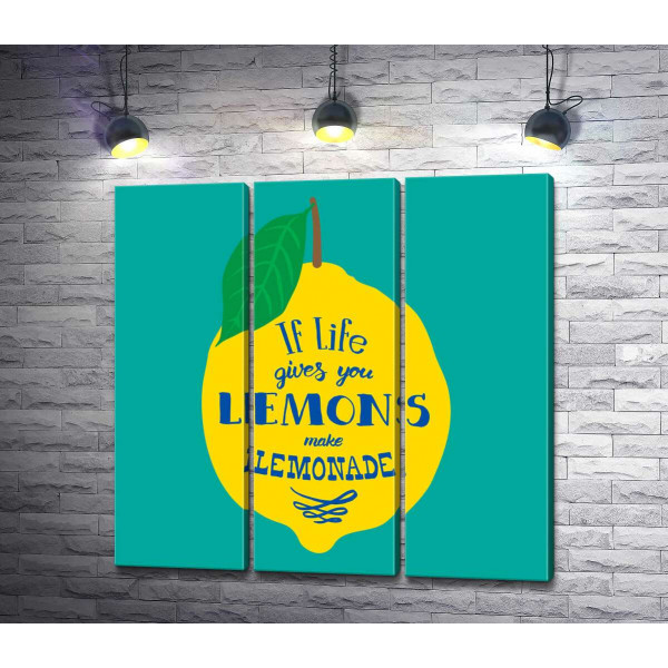 Мотивация на ярком изображении лимона "if life gives you lemons make lemonade"