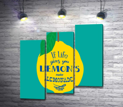 Мотивация на ярком изображении лимона "if life gives you lemons make lemonade"