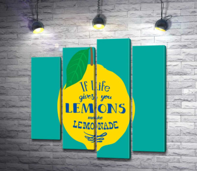 Модульная картина "Мотивация на ярком изображении лимона "if life gives you lemons make lemonade""