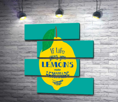 Мотивация на ярком изображении лимона "if life gives you lemons make lemonade"