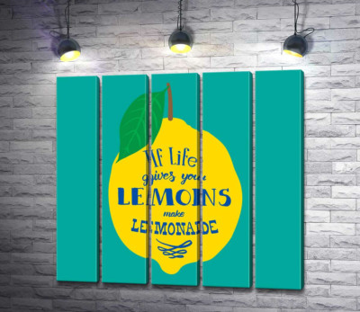 Мотивация на ярком изображении лимона "if life gives you lemons make lemonade"