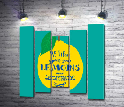 Модульна картина "Мотивація на яскравому зображенні лимона "if life gives you lemons make lemonade""