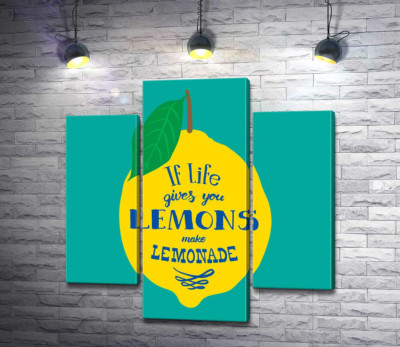 Модульна картина "Мотивація на яскравому зображенні лимона "if life gives you lemons make lemonade""