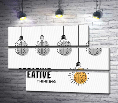 Гирлянда из лампочек над фразой "creative thinking"