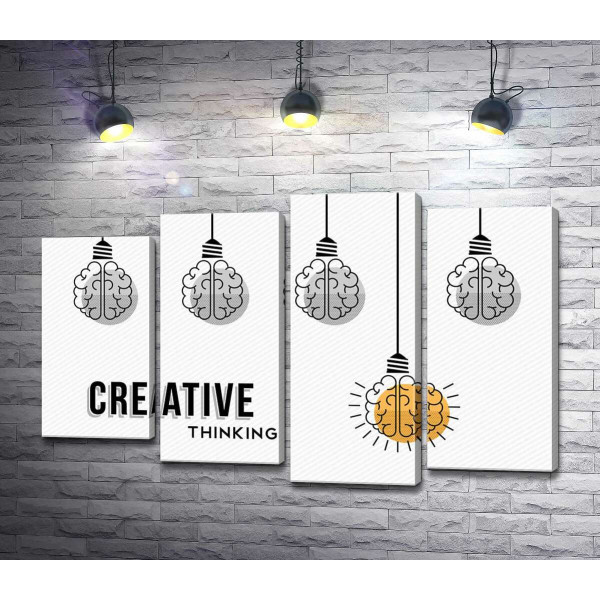 Гірлянда із лампочок над фразою "creative thinking"