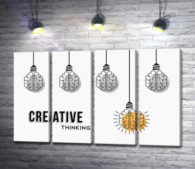 Гирлянда из лампочек над фразой "creative thinking"