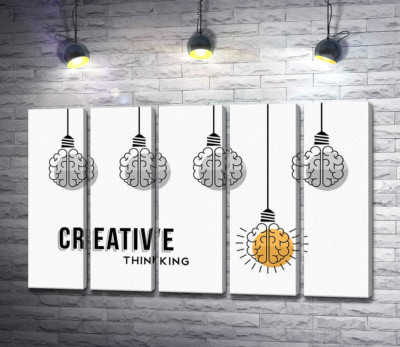 Гірлянда із лампочок над фразою "creative thinking"