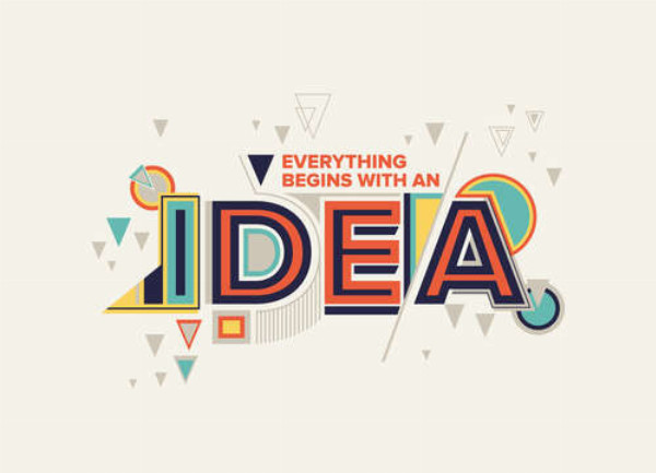 Геометрическое оформление фразы "everything begins with an idea"