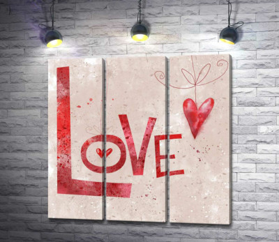 Червоні сердечка прикрашають напис "love"