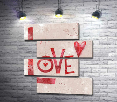 Червоні сердечка прикрашають напис "love"