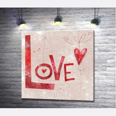 Червоні сердечка прикрашають напис "love"