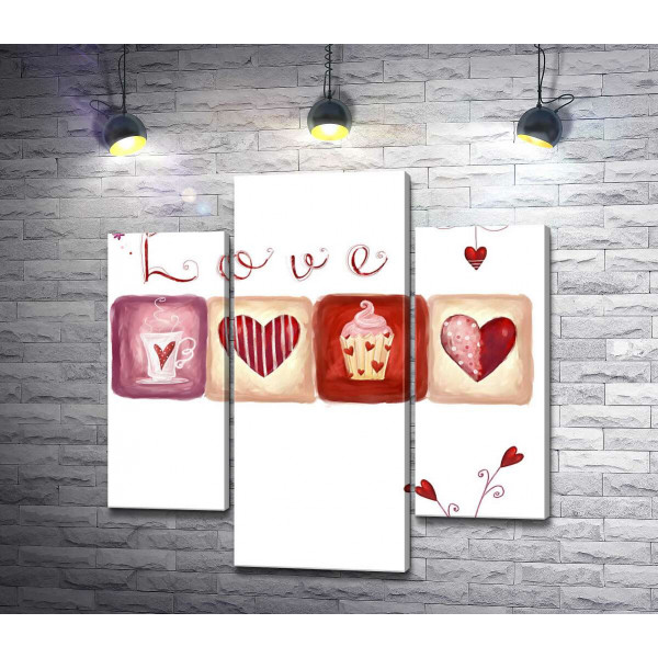 Романтичні ілюстрації під написом "love"
