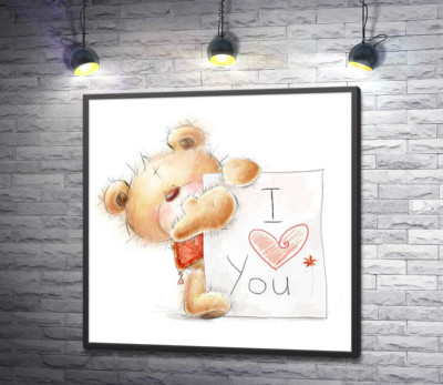 Постер "Закоханий ведмедик із листом " I love you""