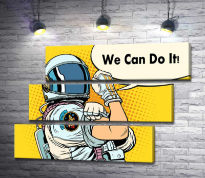 Модульна картина "Відважна космонавтка з фразою "We Can Do It!""