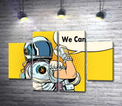 Модульна картина "Відважна космонавтка з фразою "We Can Do It!""