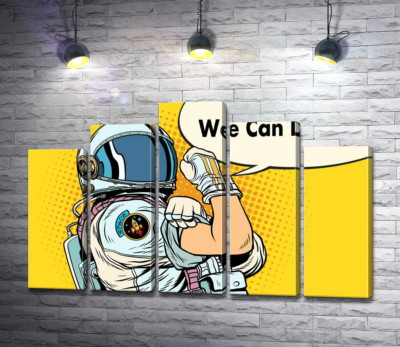 Модульна картина "Відважна космонавтка з фразою "We Can Do It!""