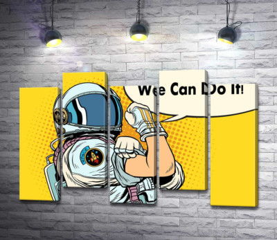 Модульна картина "Відважна космонавтка з фразою "We Can Do It!""