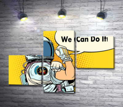 Модульна картина "Відважна космонавтка з фразою "We Can Do It!""