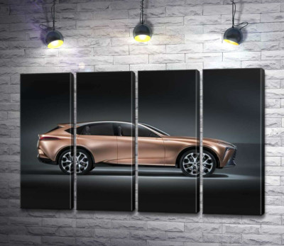 Модульная картина "Золотой корпус автомобиля Lexus LF-1"