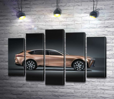 Модульная картина "Золотой корпус автомобиля Lexus LF-1"