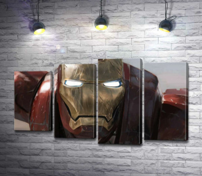 Модульная картина "Брутальное лицо Железного человека (Iron man)"