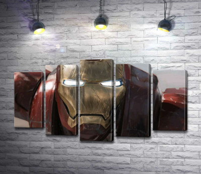Модульная картина "Брутальное лицо Железного человека (Iron man)"