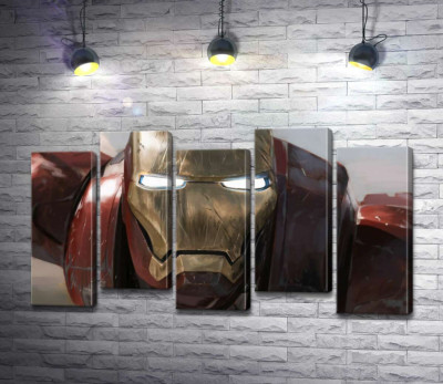 Модульная картина "Брутальное лицо Железного человека (Iron man)"