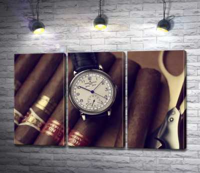 Элитные часы Vacheron-Constantin лежат на сигарах
