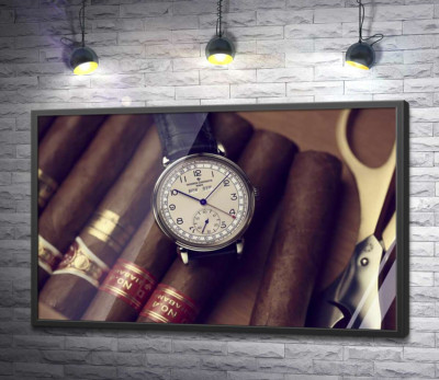 Постер "Элитные часы Vacheron-Constantin лежат на сигарах"