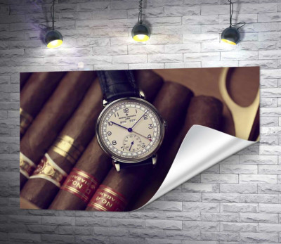 Элитные часы Vacheron-Constantin лежат на сигарах