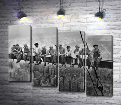 Модульная картина "Обед нью-йоркских рабочих на небоскребе"