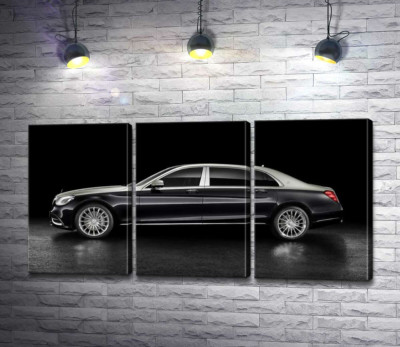 Модульна картина "Люксові форми чорного автомобіля Mercedes-Maybach S Class"