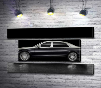 Модульная картина "Люксовые формы черного автомобиля Mercedes-Maybach S Class"
