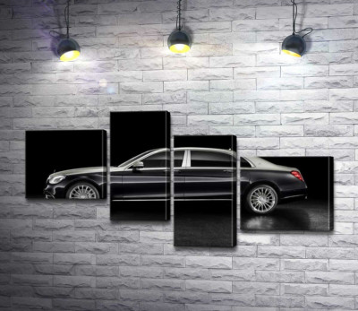Модульна картина "Люксові форми чорного автомобіля Mercedes-Maybach S Class"